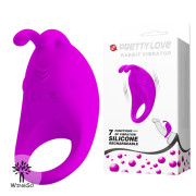 PRETTYLOVE Rabbit Vibrator “兔耳”7頻震動矽膠陽具環 (紫色)